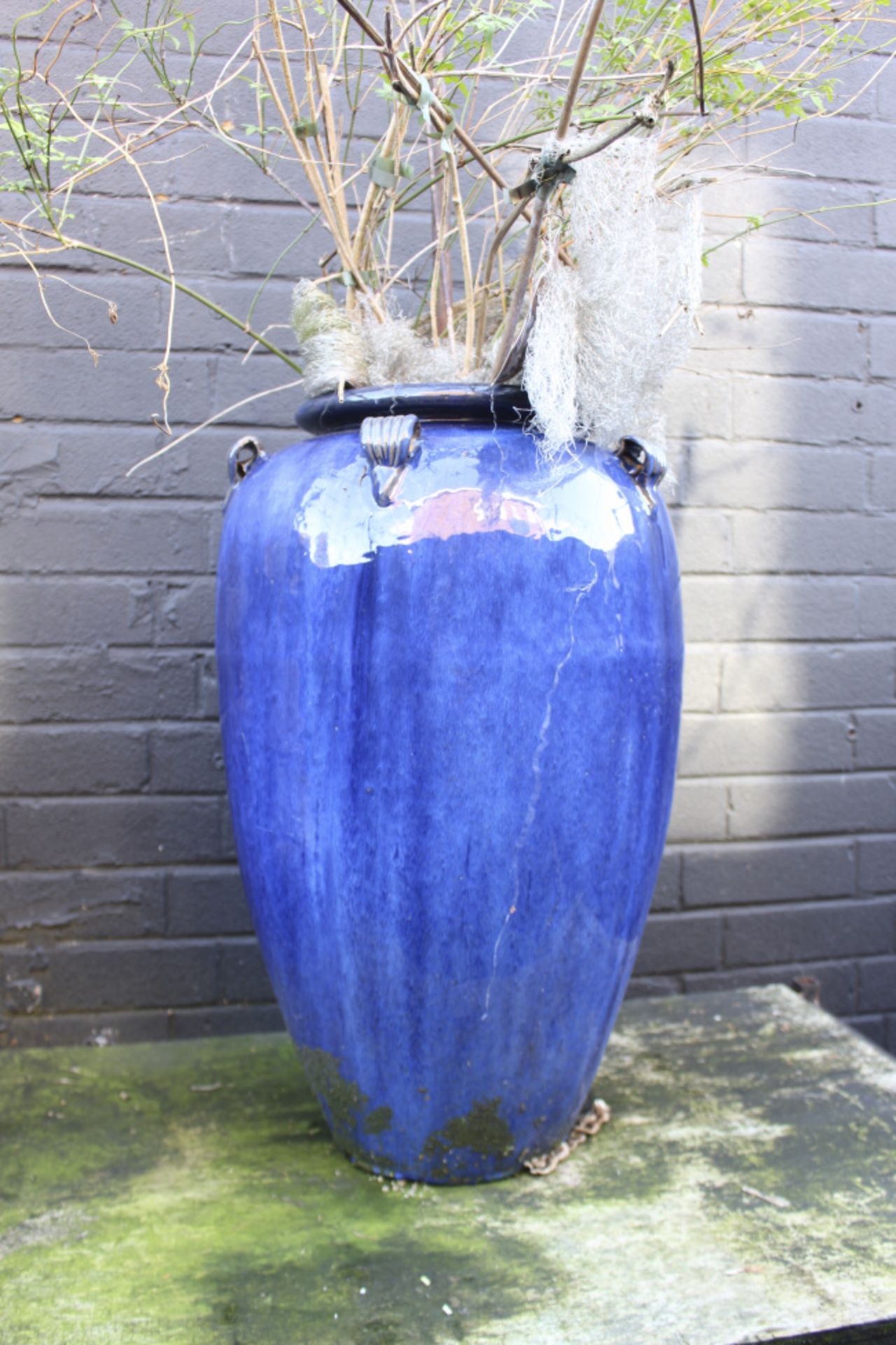 Blue Glazed Planter Urn - Image 2 of 3