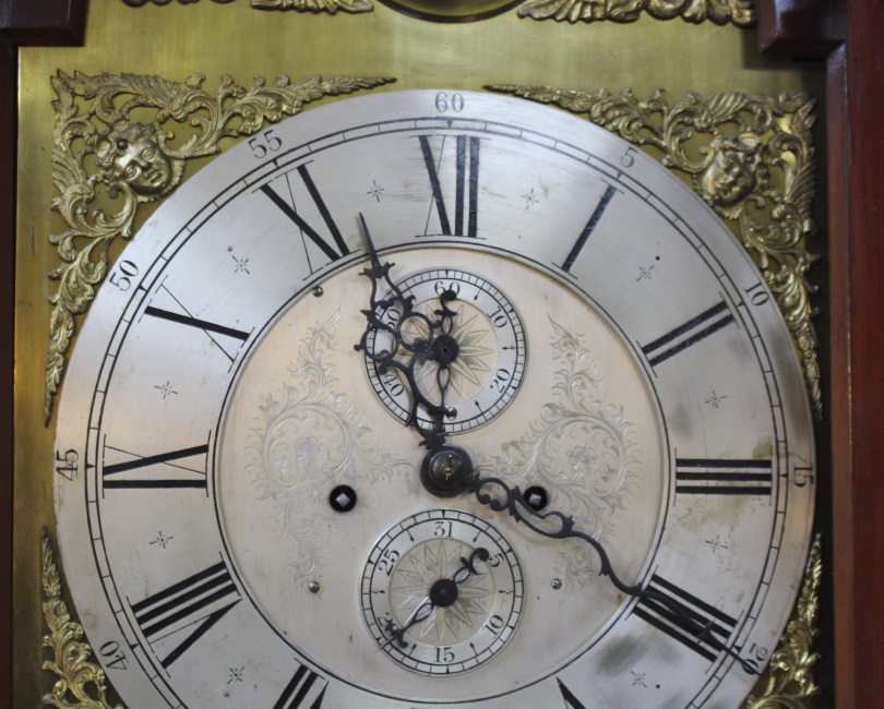 Early 19th c. English Mahogany Brass Arched Dial Longcase Clock - Image 7 of 16