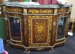 Marble Topped Marquetry Credenza