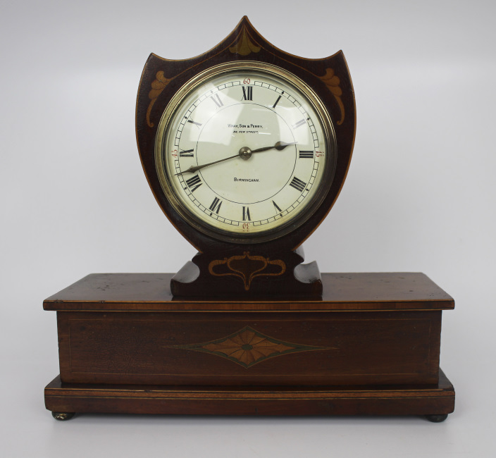 Elegant Inlaid Mahogany Mantle Clock by Wray, Son & Perry c.1900