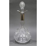 Silver Collared Cut Glass Decanter 1918