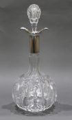 Silver Collared Cut Glass Decanter 1918