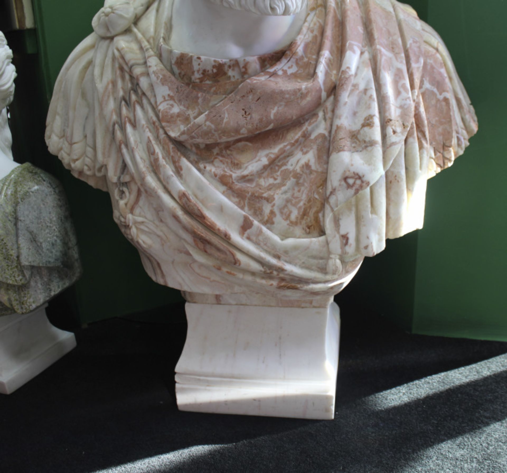 Carved White & Rouge Marble Bust of Marcus Aurelius - Image 3 of 5