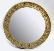 French 19th c. Gilt Brass 3ft Circular Mirror