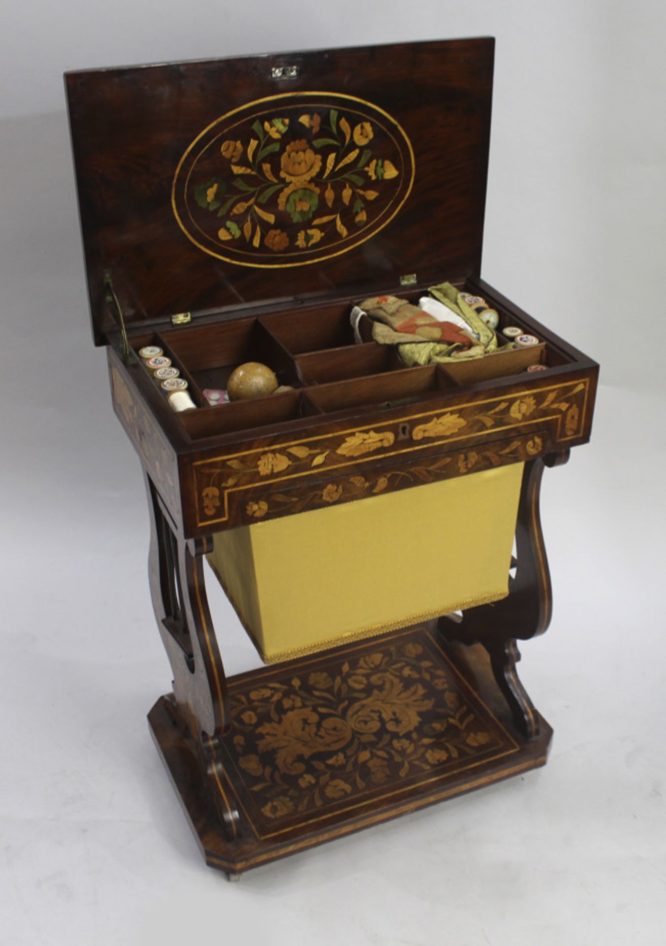 Early 19th c. Marquetry Sewing Table - Image 8 of 10