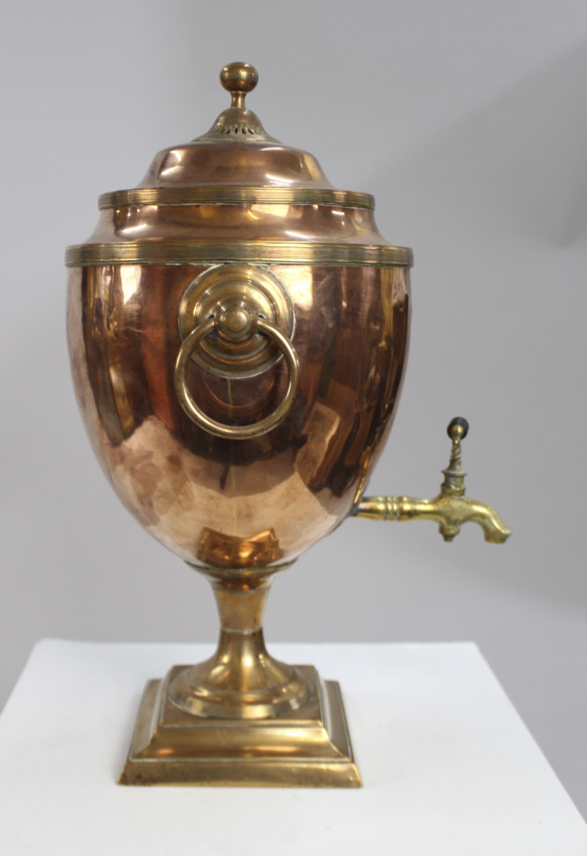 Georgian Adam Style Copper & Brass Samovar - Image 4 of 7
