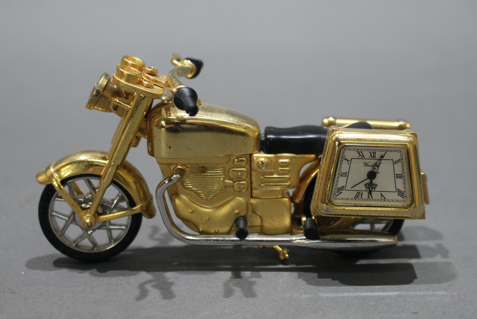 Woodford Gold Plated Motorbike Clock