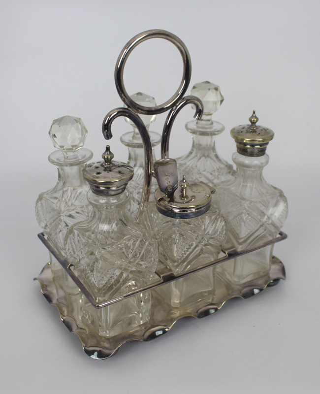 Fine Edwardian Silver Plated Crystal Cruet Set - Image 2 of 6