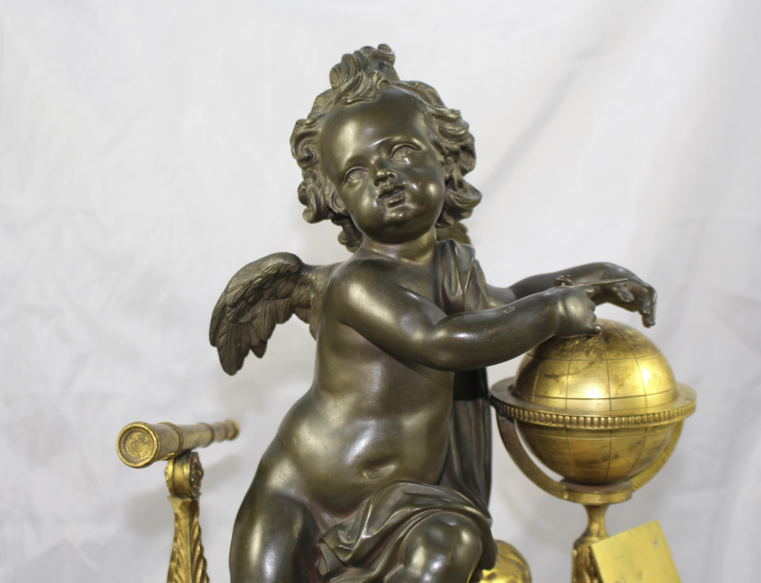 Antique 19th c. Bronze & Marble Ormolu Mantle Clock - Image 4 of 16