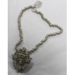 Contemporary Heavy Sterling Silver Peridot Set Necklace