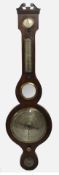 Regency English Brass Inlaid Aneroid Barometer