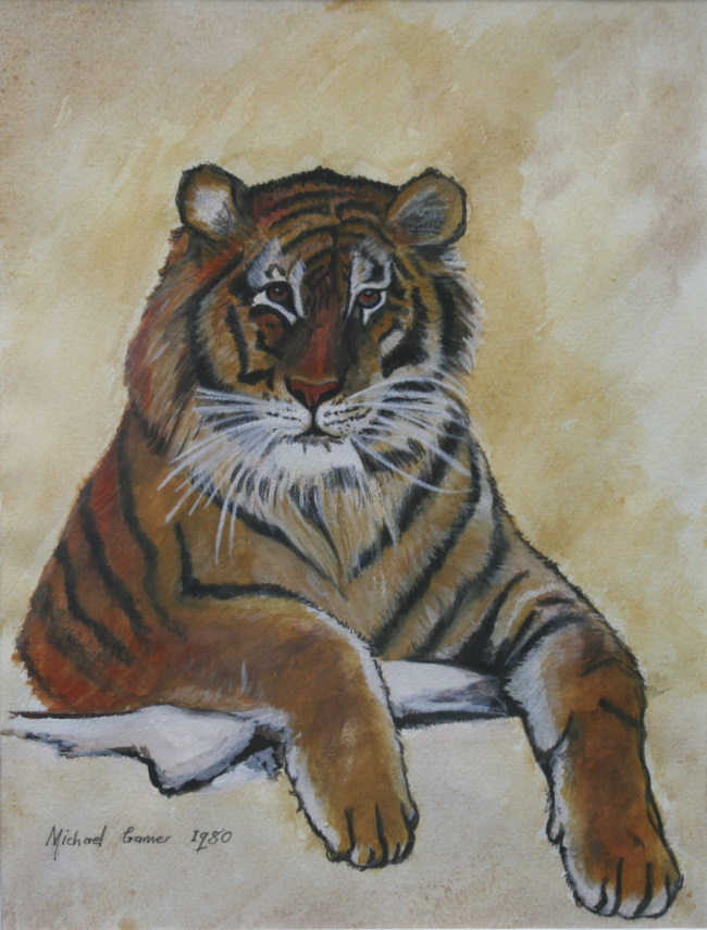 Original Tiger Painting Set in Gilt Frame - Image 2 of 6