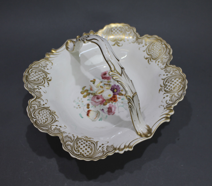 Victorian English Painted Floral & Gilded Strawberry Basket - Image 2 of 4