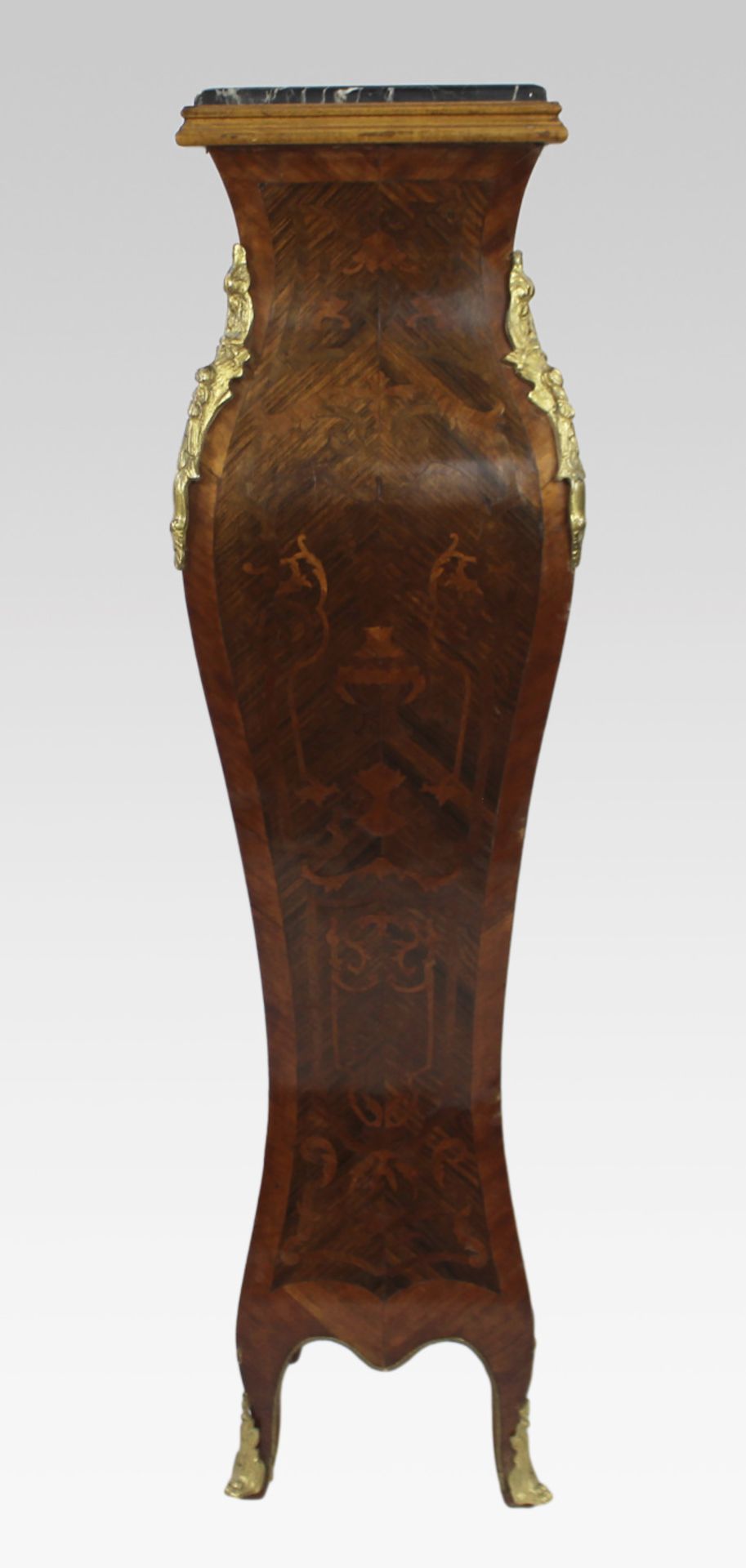 French Marble Topped Bombé Inlaid Kingwood Pedestal - Image 2 of 8