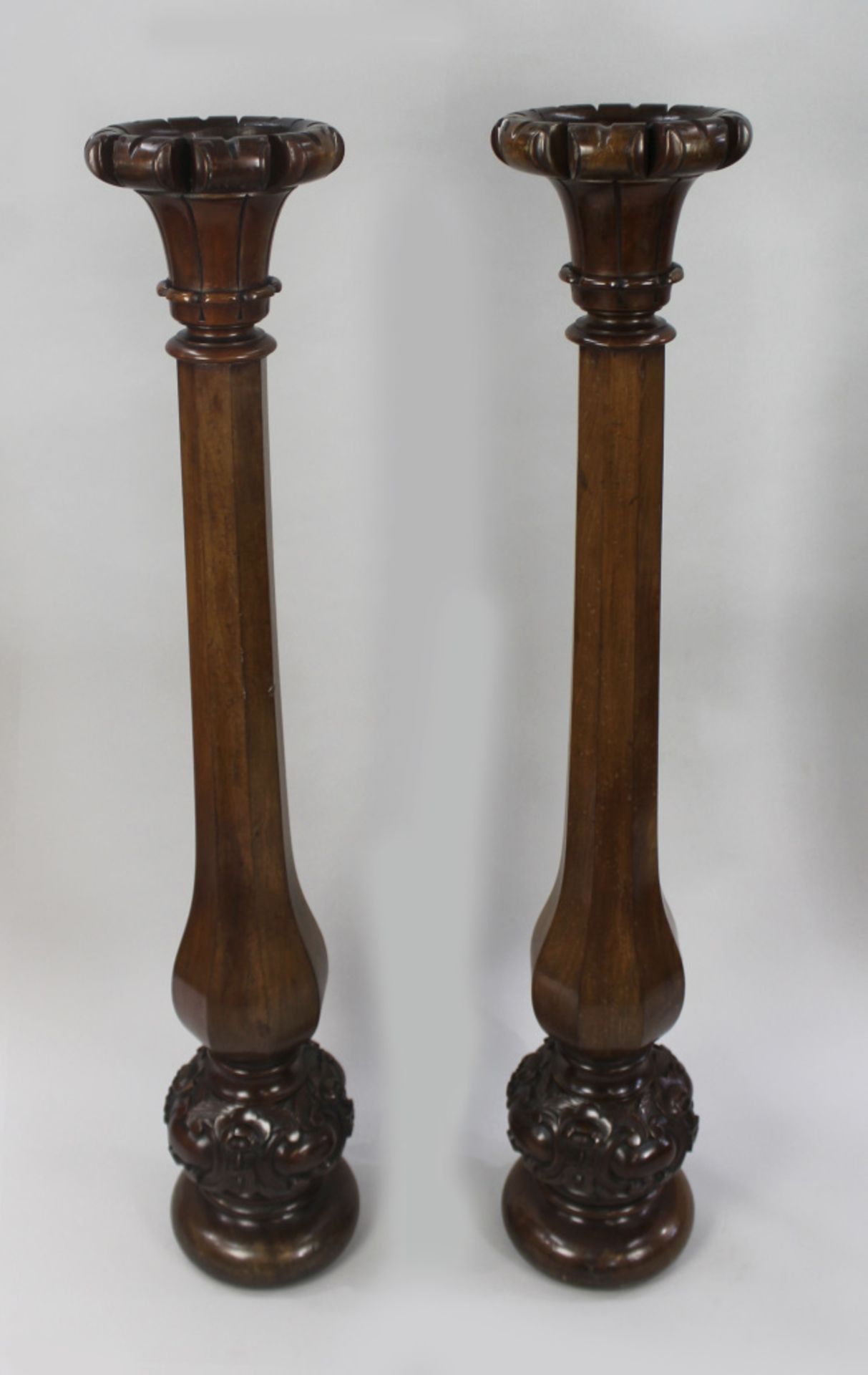 Pair of Early Victorian Carved Mahogany Pedestals - Image 2 of 10