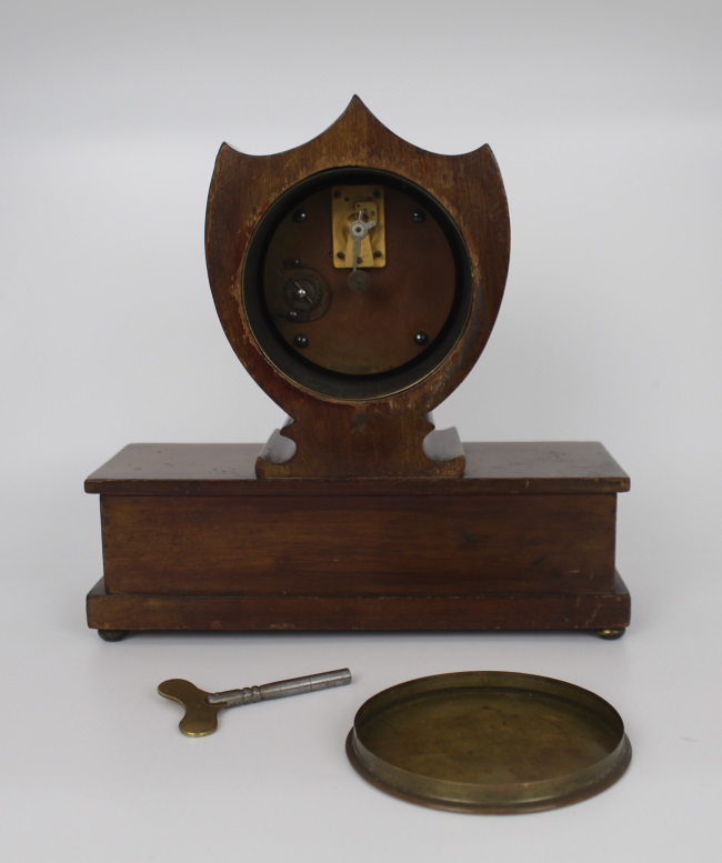 Elegant Inlaid Mahogany Mantle Clock by Wray, Son & Perry c.1900 - Image 9 of 10