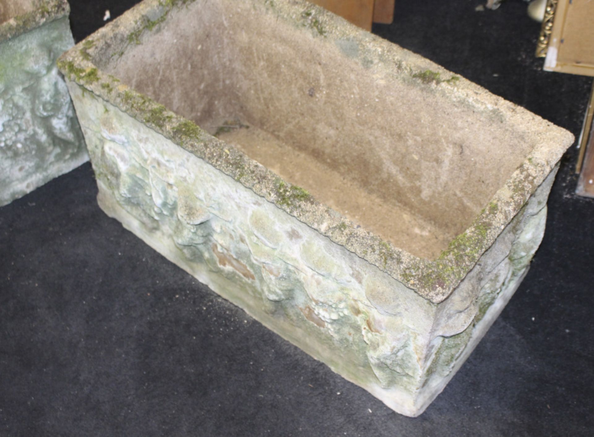 Pair of Old Reconstituted Cherubic Garden Planter Troughs - Image 3 of 4
