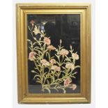 Floral Needlework Set in Gilt Frame