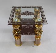 Indian Inspired Glass Square Occasional Table