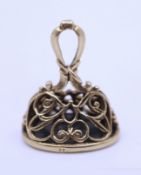 Vintage Gold Agate Inset Fob