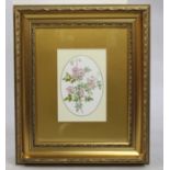 Royal Worcester Sweet Briar Rose Porcelain Plaque Set in Gilt Frame