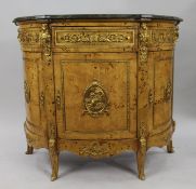 French Marble Topped Maple Side Cabinet