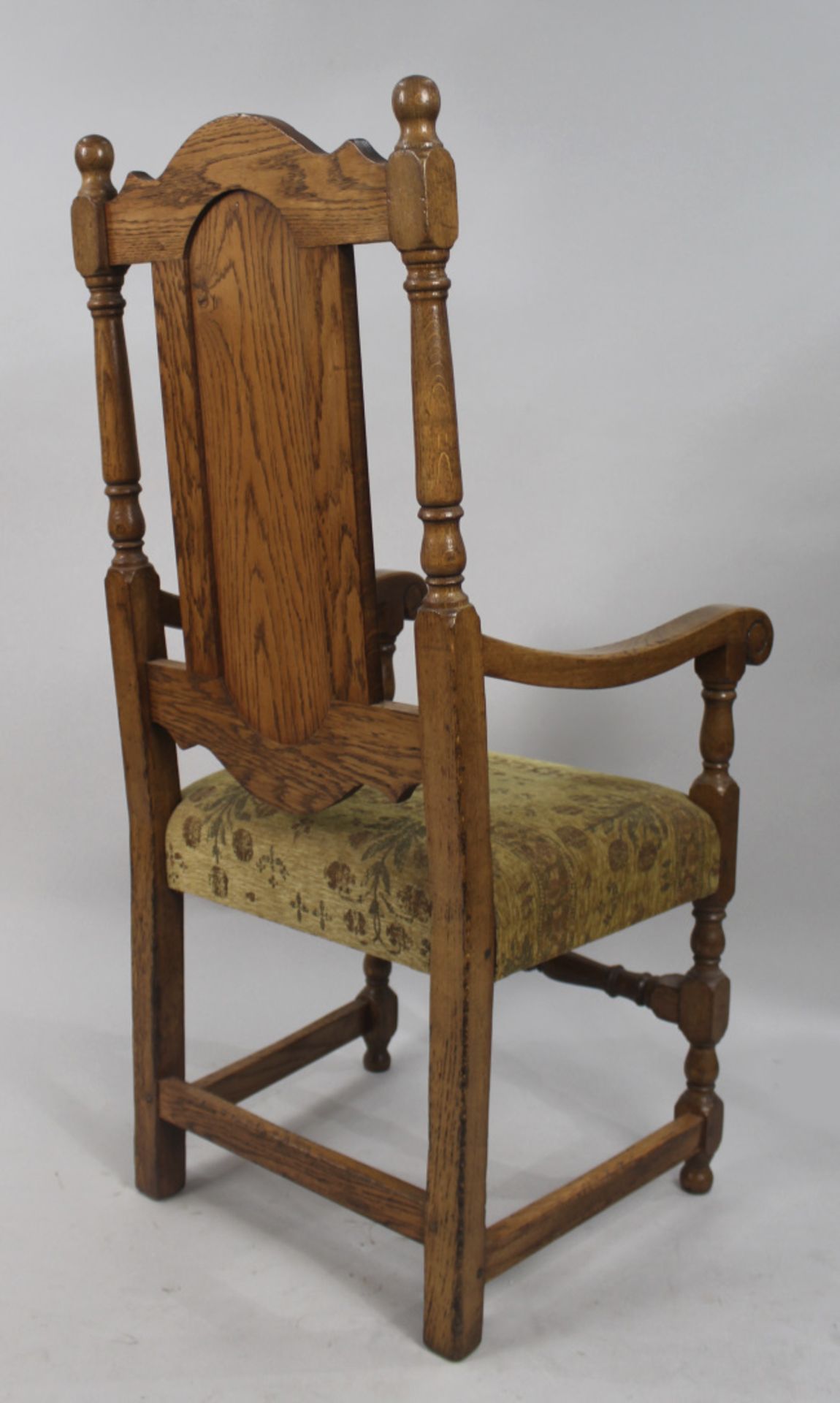 Set of 8 Heavy English Oak Dining Chairs c.1930 - Image 4 of 12