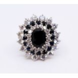 Decorative Sapphire & Diamond Style 9ct Gold Ring