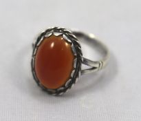 Sterling Silver Coral Ring