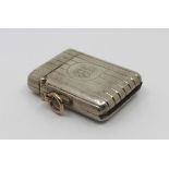 Edwardian Sampson Mordan Solid Silver Vesta Case with Gold Link Chester 1906