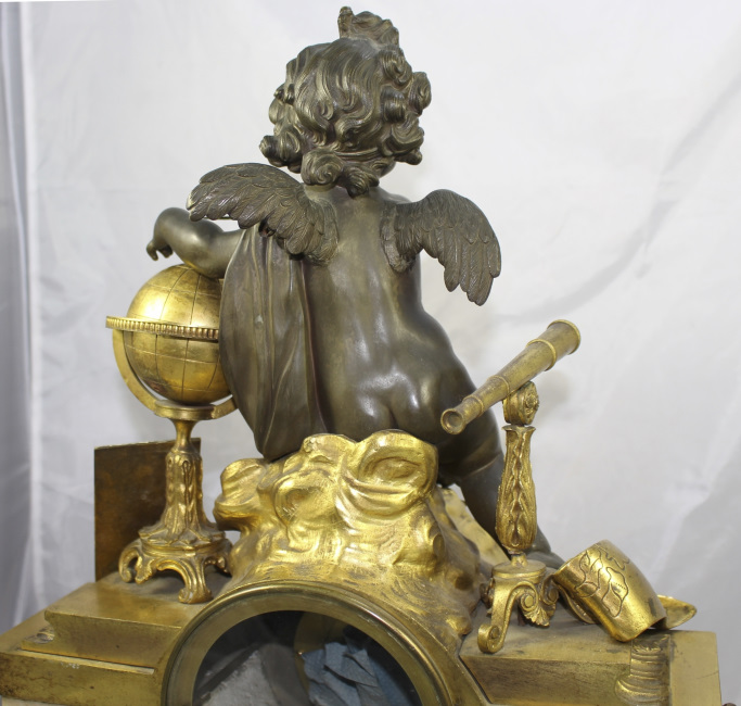 Antique 19th c. Bronze & Marble Ormolu Mantle Clock - Image 14 of 16