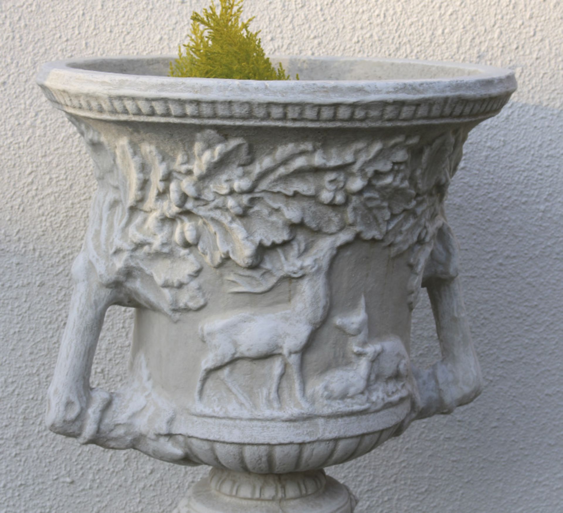 Pair of Heavy Composite Stone Classical Style Garden Urns - Image 3 of 7