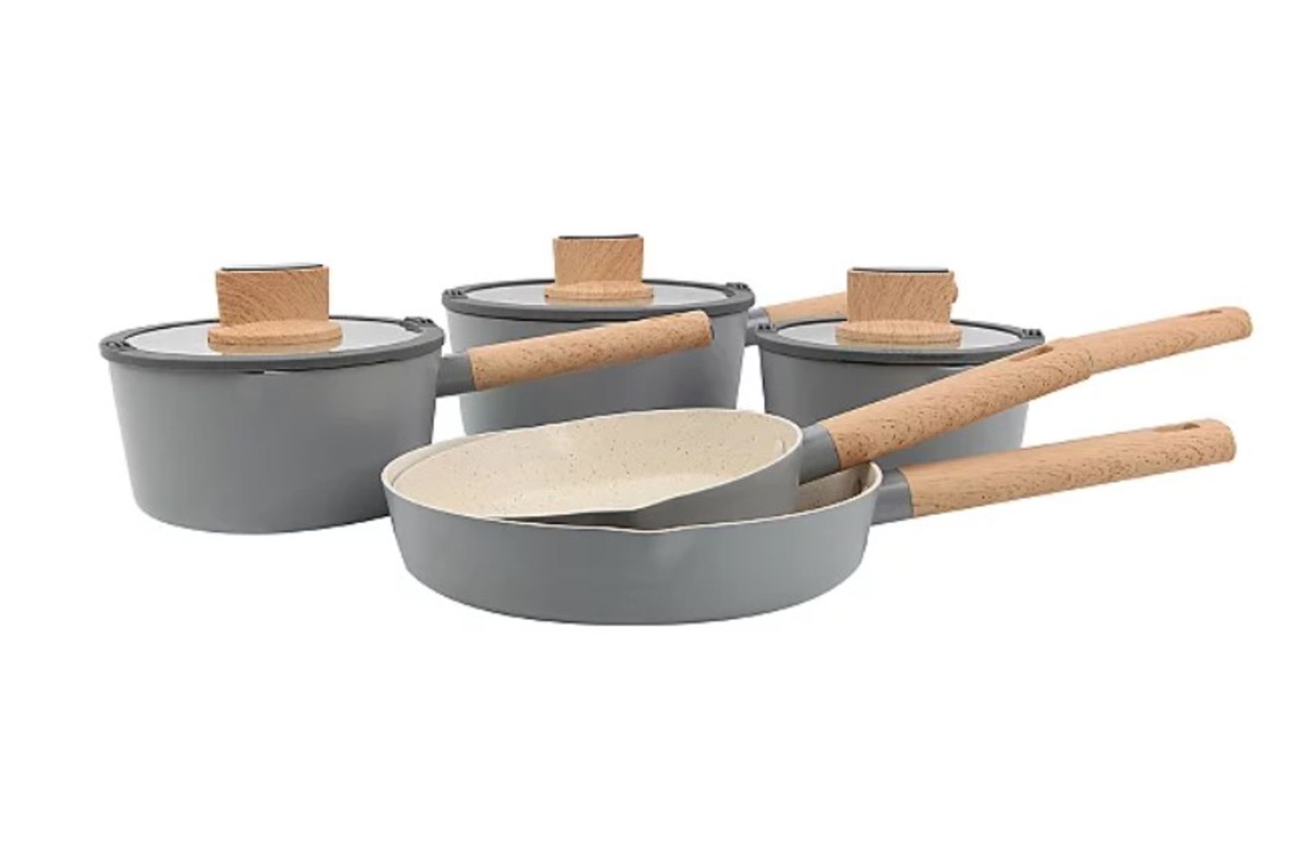 1x GH Simplicity 5 Piece Pan Set RRP £60. Pressed Aluminium. (Contents Appear As New)