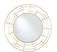(3G) 1x Pacific Gold Metal Frame Round Wall Mirror RRP £99.
