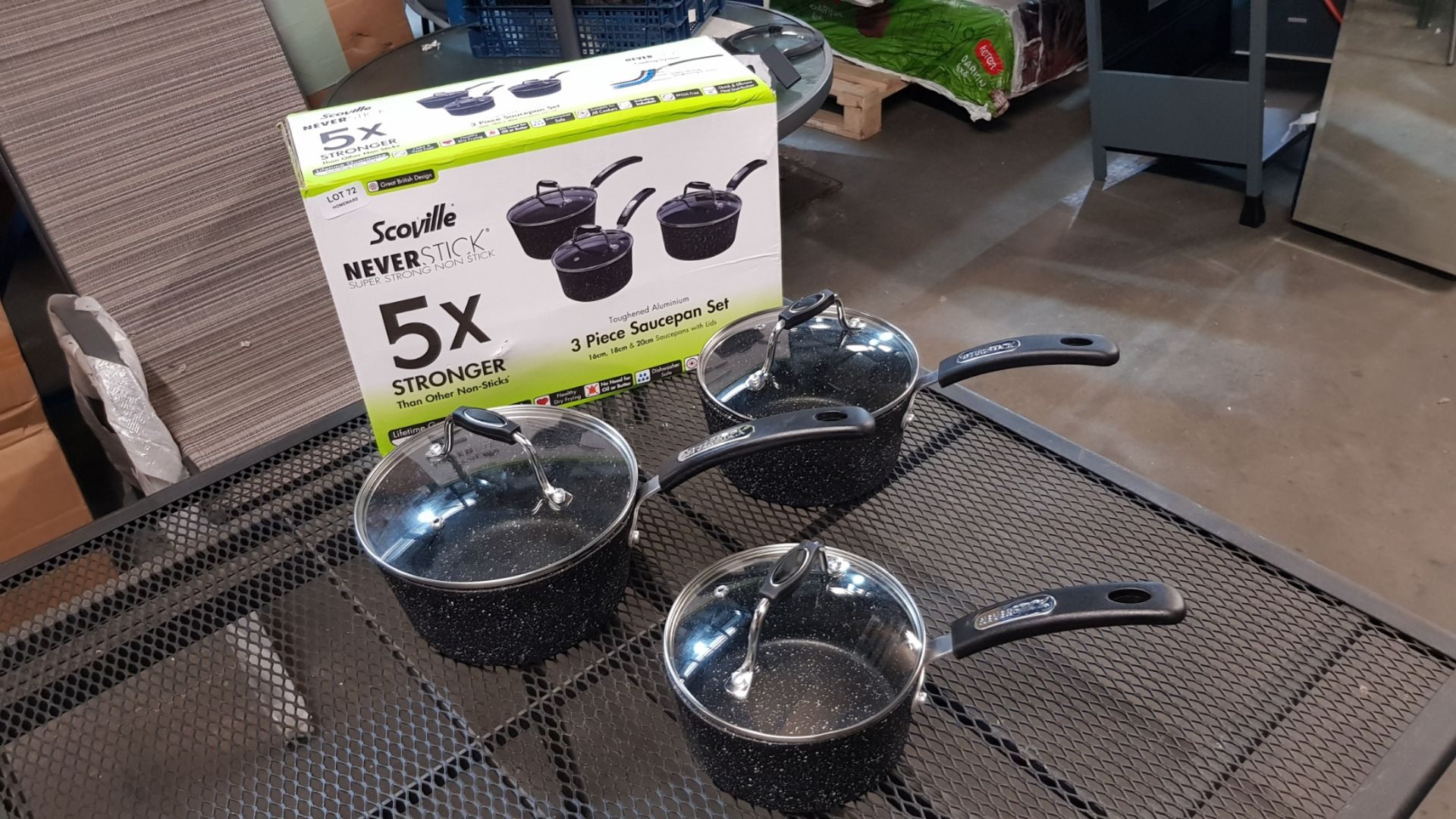 1x Scoville Neverstick 3 Piece Saucepan Set RRP £40. (Contents Appear As New, But 1x Large Saucepan - Image 2 of 6