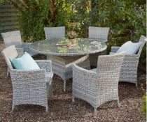 (16) 4x Hartington Florence Collection Rattan Dining Chair With 4x Cushions. All Units Appear As Ne