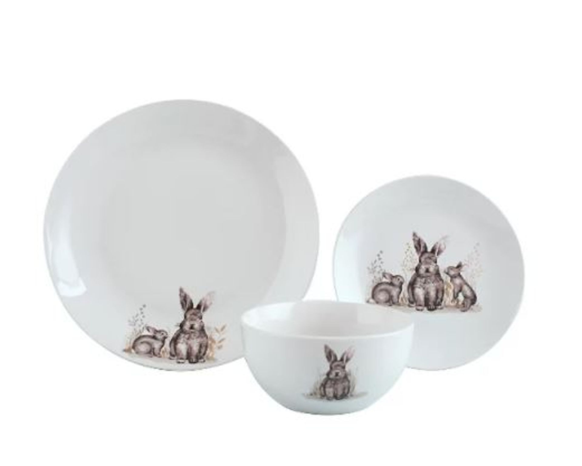 (15) Approx 85x Dinner Set Items. To Include 12 Piece Bunny Porcelain. 11 Piece Floral Porcelain & - Image 2 of 14