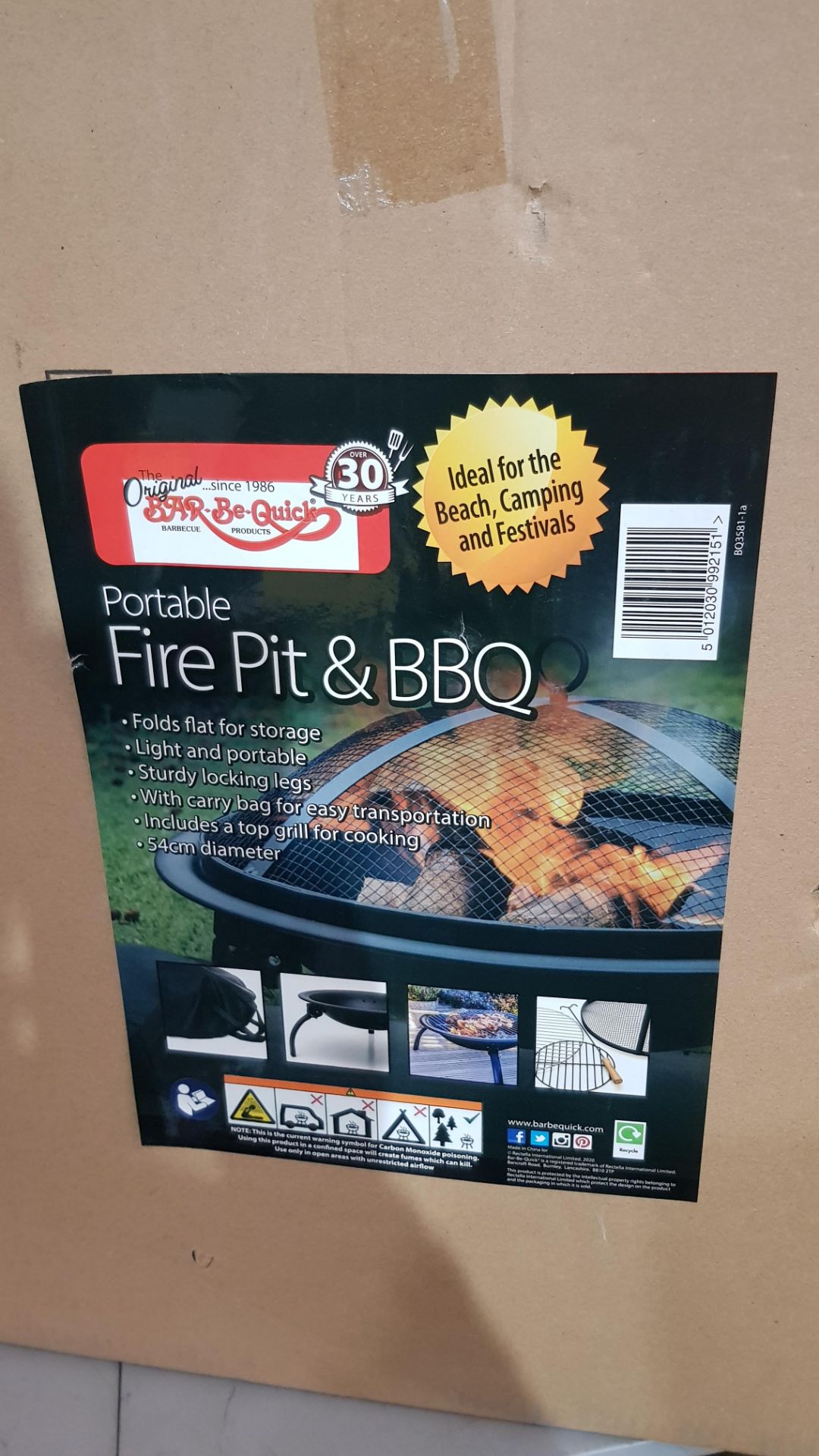 (8A) 2x Items. 1x Bar Be Quick Portable Fire Pit & BBQ RRP £45. Contents Appear Clean, Unused. (No - Image 6 of 8