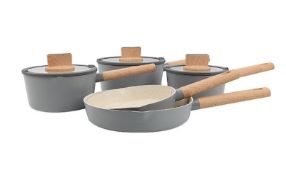 1x GH Simplicity 5 Piece Pan Set RRP £60. Pressed Aluminium. (1x Saucepan Has Slight Warp On Lip –