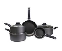 1x GH 7 Piece Aluminium Pan Set. This Lot Consists Of 1x Stockpot. 1x Large Saucepan. 2x Medium Sau