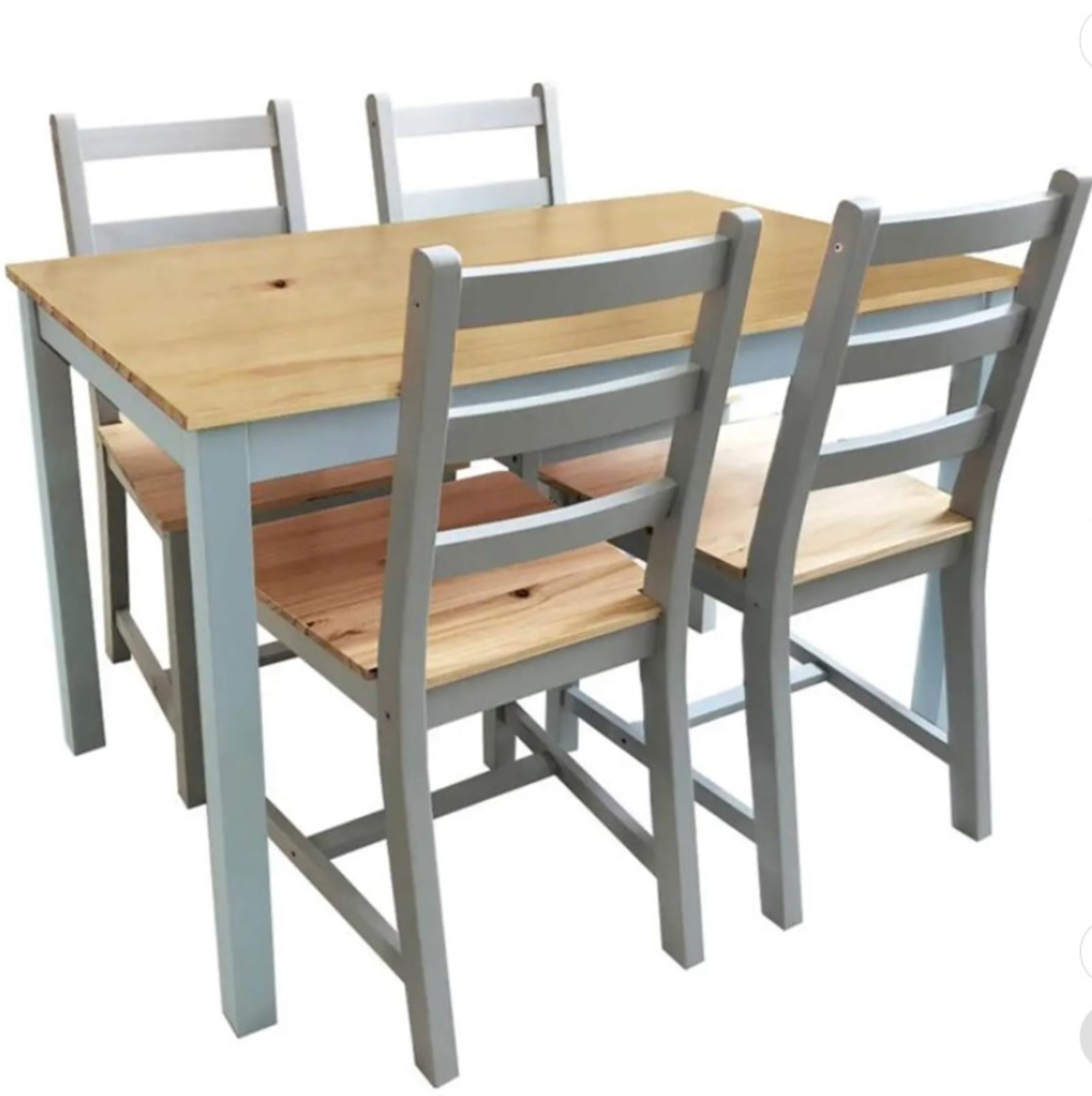 (8A) 1x Mortimer Pine Dining Set With 4 Chairs RRP £200. Pine Table Top. Table: (H)73 x (W)75 x (L)