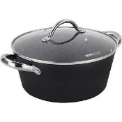 (14A) 6x Cookware Items. 2x Scoville Never Stick Large Casserole Pot (1x With Lid, 1x Slight Warp,