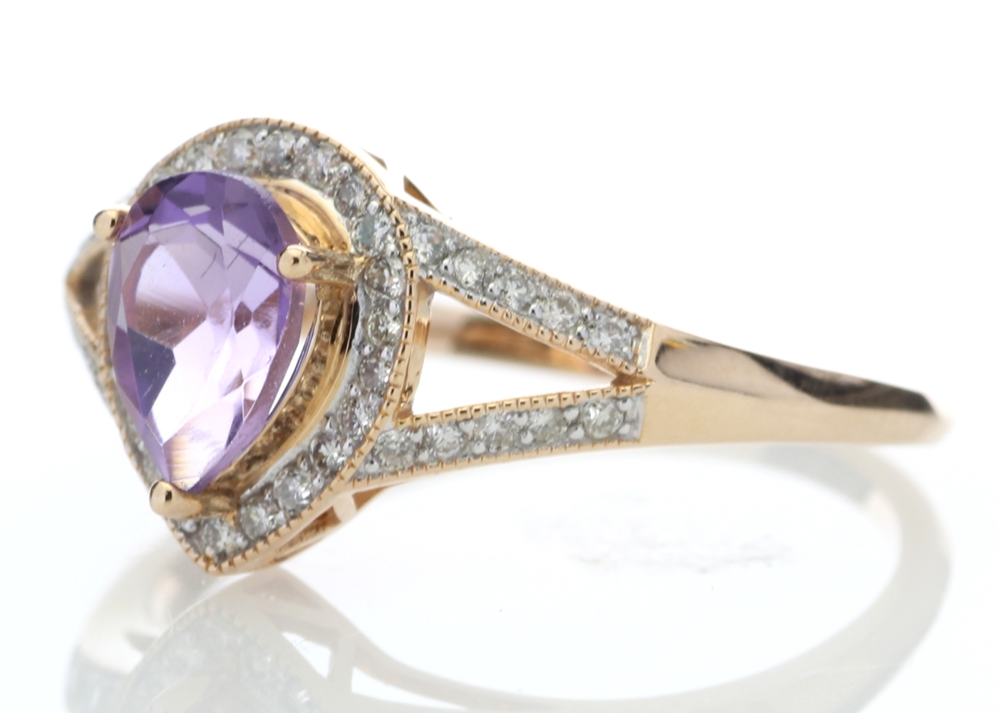 9ct Rose Gold Amethyst And Diamond Cluster Ring 0.21 Carats - Image 2 of 4