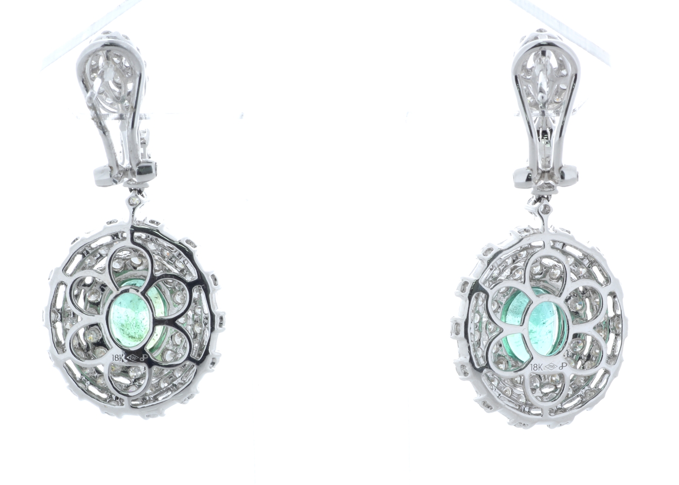 18ct White Gold Diamond And Emerald Drop Earrings (E2.61) 3.74 Carats - Image 3 of 5