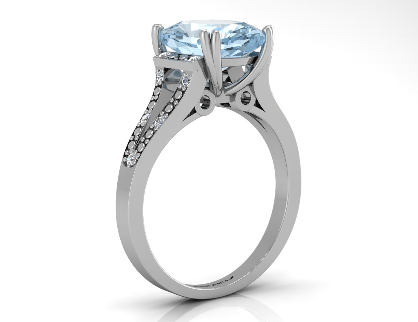 9ct White Gold Diamond And Blue Topaz Ring - Image 2 of 5