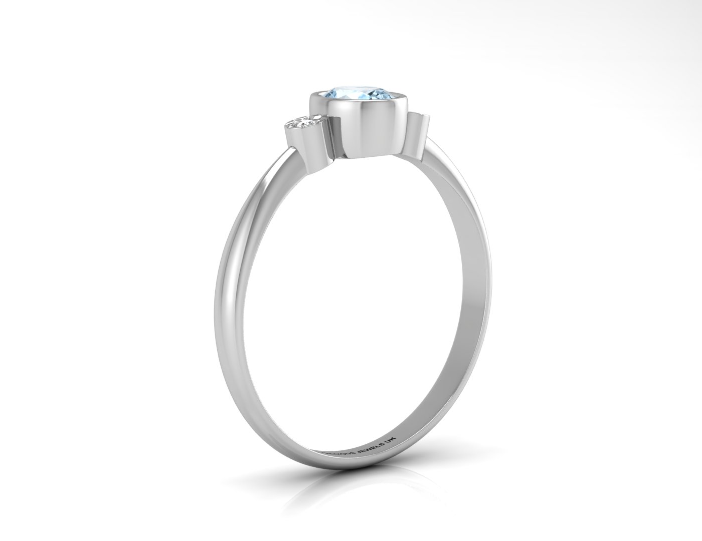 9ct White Gold Shoulder Set Diamond And Blue Topaz Ring - Image 2 of 5