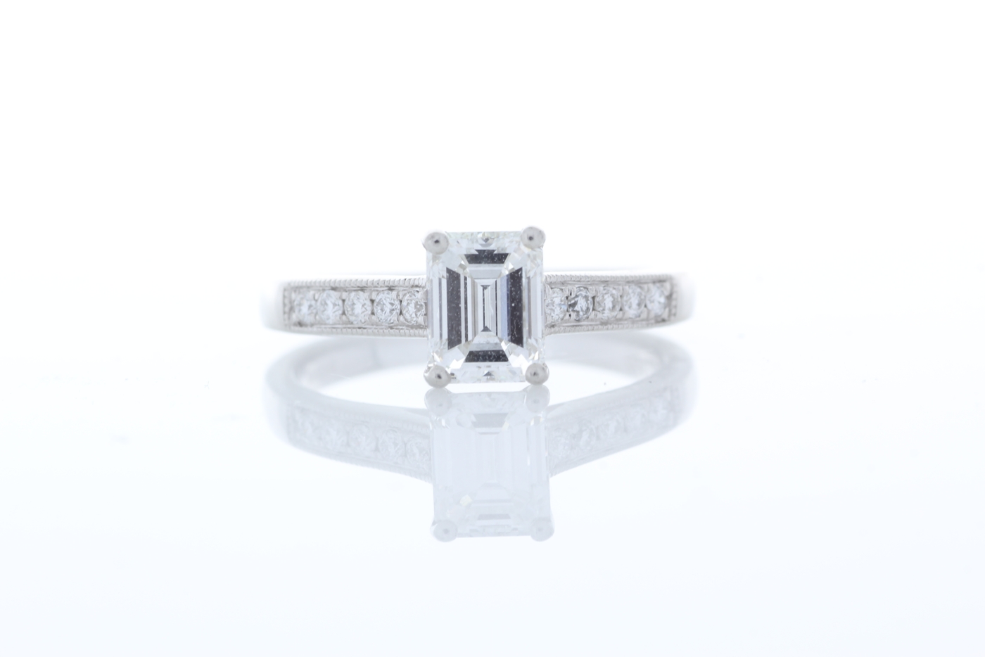 Platinum Emerald Cut Diamond Ring 1.04 Carats