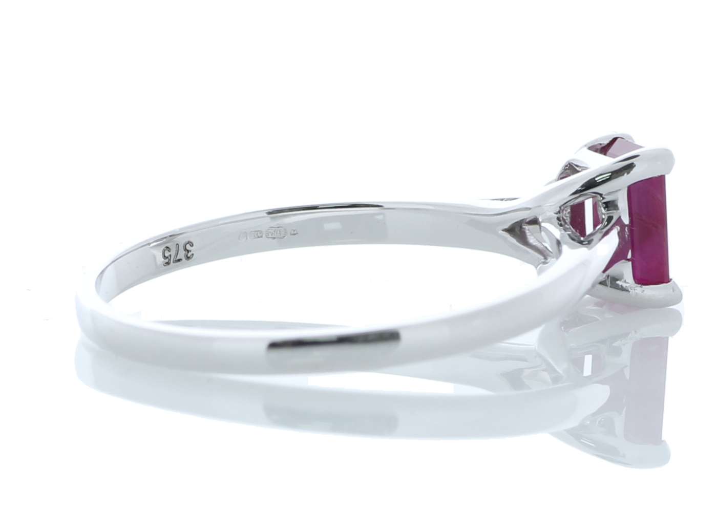 9ct White Gold Single Stone Emerald Cut Ruby Ring 0.70 Carats - Image 4 of 4