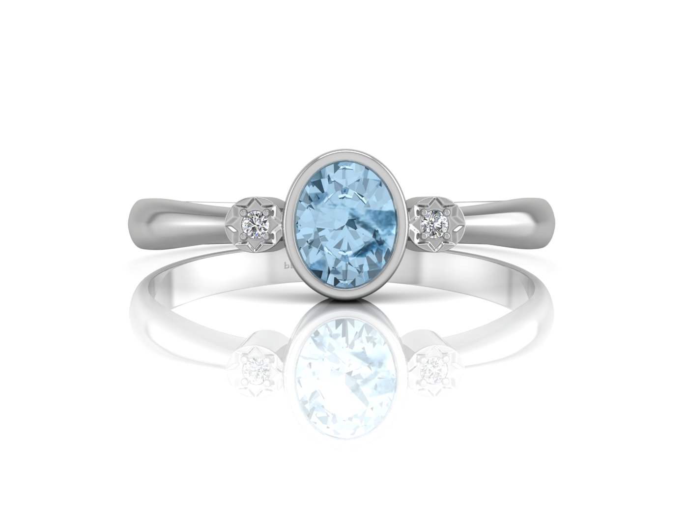 9ct White Gold Shoulder Set Diamond And Blue Topaz Ring - Image 4 of 5