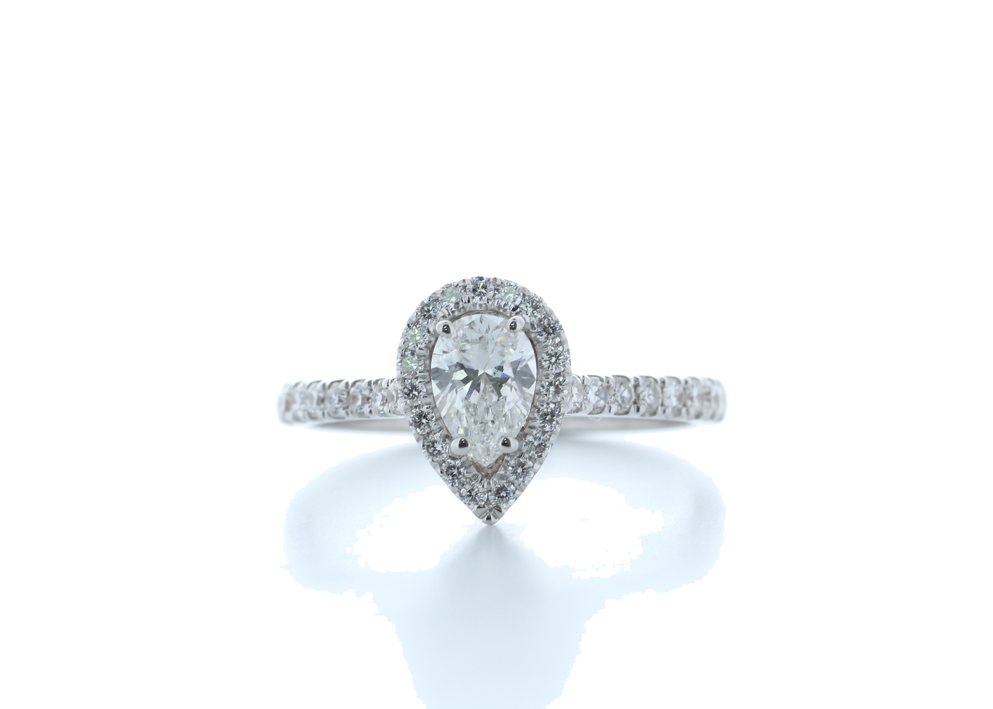 18ct White Gold Single Stone With Halo Setting Ring 0.91 (0.51) Carats